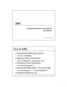 JDBC Uso di JDBC