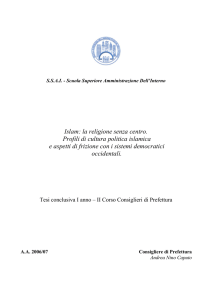 Islam: la religione senza centro. Profili di cultura politica islamica e