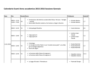 Calendario Esami Anno accademico 2015‐2016 Sessione Gennaio