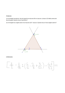 PROBLEMI: 1) Un triangolo isoscele ha i due lati