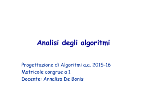 Trattabilità dei problemi e analisi degli algoritmi