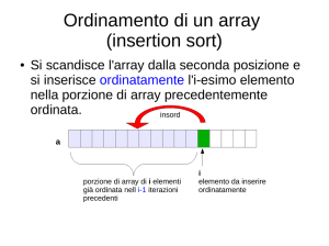 Ordinamento di un array (insertion sort)