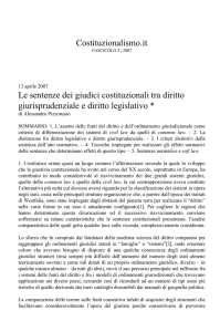 Le sentenze dei giudici costituzionali tra diritto giurisprudenziale e