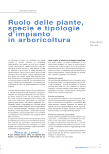 Ruolo delle piante, specie e tipologie d`impianto in arboricoltura