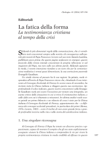 La fatica della forma - Facoltà Teologica dell`Italia Settentrionale