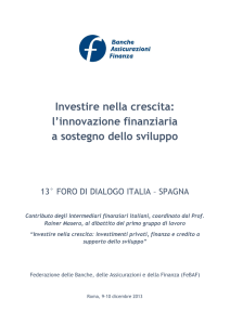 Investire nella crescita: l`innovazione finanziaria a sostegno