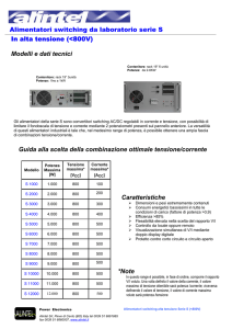 Alimentatori switching da laboratorio serie S In alta tensione (<800V