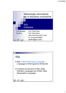 Metodologie informatiche per le discipline umanistiche SQL Database