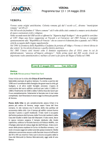 Verona – 13 maggio 2016 – Programma Turistico