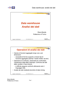 Data warehouse Analisi dei dati - DataBase and Data Mining Group