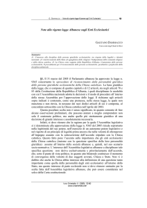 Note alla vigente legge Albanese sugli Enti Ecclesiastici