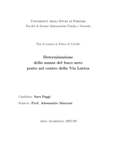 Determinazione della massa del buco nero posto nel centro della