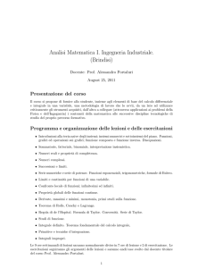 Analisi Matematica I. Ingegneria Industriale. (Brindisi)