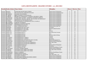 lista destinazioni - erasmus studio - aa 2011/2012