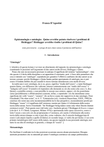 Franca D`Agostini Epistemologia e ontologia: Quine avrebbe potuto