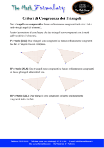 Criteri di Criteri di Congruenza dei Triangoli a dei