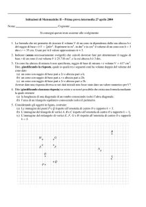 Istituzioni di Matematiche II – Prima prova intermedia 27 aprile 2004