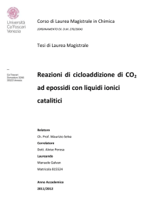 Reazioni di cicloaddizione di CO2 ad epossidi con liquidi ionici