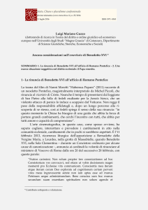 Ancora considerazioni sull`emeritato di Benedetto XVI