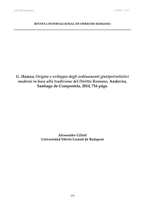 G. Hamza, Origine e sviluppo degli ordinamenti giustprivatistici