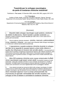 Tossicit&agrave; per lo sviluppo neurologico da parte di sostanze chimiche