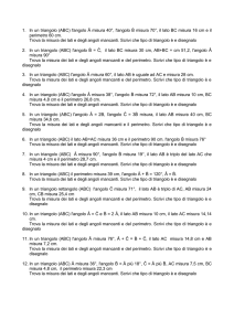 1. In un triangolo (ABC) l`angolo Â misura 40°, l`angolo Ḃ misura 70