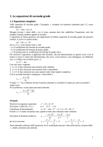 1. Le equazioni di secondo grado