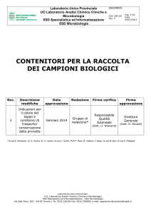 CONTENITORI PER LA RACCOLTA DEI CAMPIONI BIOLOGICI