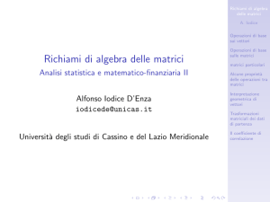 Richiami di algebra delle matrici - Analisi statistica e matematico