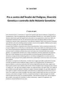 Pro e contro dell`Analisi del Pedigree, Diversità Genetica e controllo