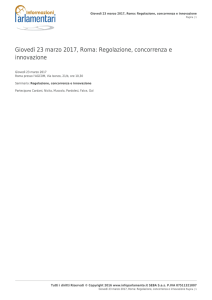 Giovedì 23 marzo 2017, Roma: Regolazione, concorrenza e
