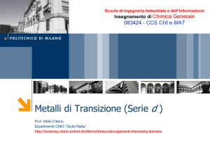 Metalli di transizione (serie d) complessi metallici Organometallici di