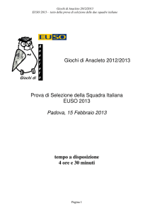 Giochi di Anacleto 2012/2013 Prova di Selezione della