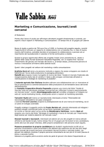 Marketing e Comunicazione, laureati/andi cercansi