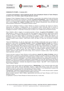 Comunicato Stampa - Teatro Comunale di Vicenza