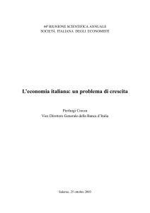 L`economia italiana: un problema di crescita