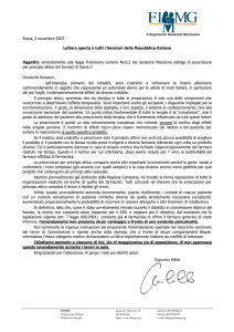 Roma, 2 novembre 2007 Lettera aperta a tutti i Senatori della