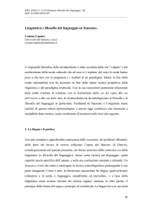Linguistica e filosofia del linguaggio in Saussure.