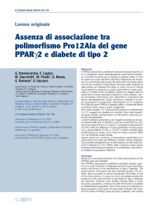 Assenza di associazione tra polimorfismo Pro12Ala del gene