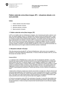 Febbre catarrale ovina (blue tongue, BT) – situazione attuale e mi