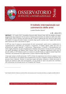 N. 42 Il trattato internazionale sul commercio delle armi