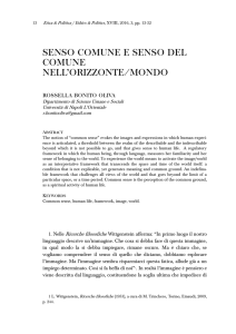 senso comune e senso del comune nell`orizzonte/mondo