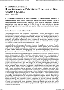 Il sionismo non è l`ebraismo!!! Lettera di Moni Ovadia