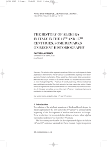 the history of algebra in italy in the 14th and 15th centuries. some