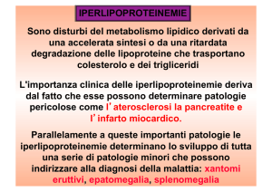 IPERLIPOPROTEINEMIE Sono disturbi del metabolismo lipidico