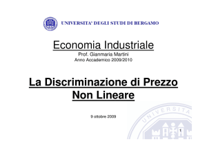 Economia Industriale La Discriminazione di Prezzo Non Lineare