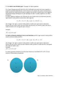 3 – Le radici n-me di indice pari - Esempio: la radice quadrata Se n