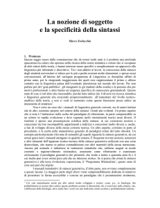 La nozione di soggetto e la specificità della sintassi