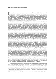 PIERANGELO SEQUERI, Metafisica e ordine del senso