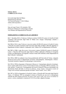 Stefano Allovio CURRICULUM VITAE Università degli Studi